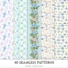 Modern Alice Seamless Patterns, Fairytale alice JPEG, Cottagecore pattern, Rabbit, Fantasy, Roses repeating pattern, Digital scrapbook paper