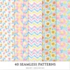 Spring Promenade Seamless Patterns, Spring JPEG, Cherry blossoms pattern, daisies, tulips, Floral repeating pattern, Digital scrapbook paper