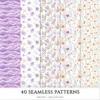 Spring Awakening Seamless Patterns, Whimsical spring JPEG, Floral pattern, Lavender, Spring meadow repeating pattern,Digital scrapbook paper