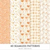 Autumn Planner Seamless Patterns, Cozy autumn JPEG, Maple leaves pattern, Acorns, Plaid, Pumpkins repeating pattern, Digital scrapbook paper