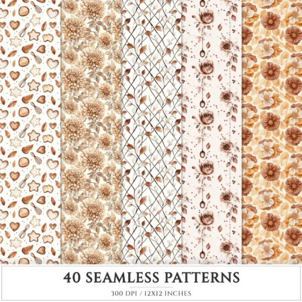 Chocolate Heaven Seamless Patterns, Chocolate Delights JPEG, Sweets pattern, Cupcake, Pastries repeating pattern, Digital scrapbook paper