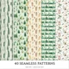 Summer Mountain Seamless Patterns, Mountain flowers JPEG, Pine forest pattern, Meadow, Alpine repeating pattern, Digital scrapbook paper