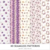 Plum Mood Seamless Patterns, Cozy autumn JPEG, Mushroom pattern, Floral, Plaid, Autumn leaves repeating pattern, Digital scrapbook paper