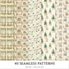 Festive Farmhouse Seamless Patterns, Farmhouse festive JPEG, Snowmen pattern, Plaid, Ornaments repeating pattern, Digital scrapbook paper