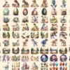 Dinosaurs Watercolor Clipart Bundle - 690+ transparent PNG, Dino graphics, Ancient dinosaur creature png, Commercial use, Digital download