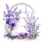 20 High-Quality Purple Floral Windows Clipart - Purple windows digital watercolor JPG instant download for commercial use - Digital download