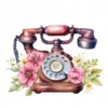 20 High-Quality Antique Floral Telephones Clipart - Telephone digital watercolor JPG instant download for commercial use - Digital download