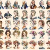 Baroque Era Watercolor Clipart Bundle - 288+ transparent PNG, Elegant baroque graphics, Historical images, Commercial use, Digital download