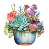 19 High-Quality Boho Succulent Pot Clipart - Succulent pot digital watercolor JPG instant download for commercial use - Digital download