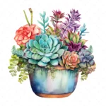 19 High-Quality Boho Succulent Pot Clipart - Succulent pot digital watercolor JPG instant download for commercial use - Digital download