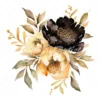 23 High-Quality Black Gold Peony Clipart - Black gold peony digital watercolor JPG instant download for commercial use - Digital download