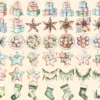 Rustic Christmas Watercolor Clipart Bundle - 348+ transparent PNG, Warm holiday scenes, Rustic x-mas images, Commercial use,Digital download