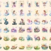 Magical Fairies Watercolor Clipart Bundle - 403+ transparent PNG, Fairy magic graphics, Enchanting images, Commercial use, Digital download