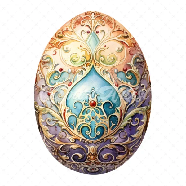 19 High-Quality Ornate Eggs Clipart - Ornate eggs digital watercolor JPG instant download for commercial use - Digital download