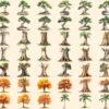 Tree Trunks Watercolor Clipart Bundle - 385+ transparent PNG, Wooden nature illustration, Eco forest art, Commercial use, Digital download