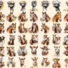 Ranch Watercolor Clipart Bundle - 374+ transparent PNG, Rustic homestead illustration, Western ranch art, Commercial use, Digital download