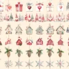 Scandinavian Christmas Watercolor Clipart Bundle - 415+ transparent PNG, Nordic festive art, holiday images, Commercial use,Digital download