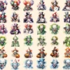 Scary Clowns Watercolor Clipart Bundle - 325+ transparent PNG, Creepy halloween graphics, Spooky clown art, Commercial use, Digital download