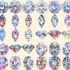Diamonds Watercolor Clipart Bundle - 270+ transparent PNG, Elegant gem graphics, Sparkling jewel images, Commercial use, Digital download