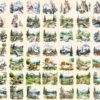 Mountain Retreats Watercolor Clipart Bundle - 415+ transparent PNG, Tranquil nature scenes, Rustic cabin png,Commercial use,Digital download
