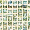 Spring Lakes Watercolor Clipart Bundle - 430+ transparent PNG, Peaceful lake graphics, Soothing scenic png, Commercial use, Digital download
