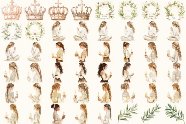 Faithful Easter Watercolor Clipart Set - 330+ transparent PNG, He is risen illustrations, Jesus graphics, Commercial use, Digital download