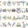 Bohemian Endeavors Watercolor Clipart Set - 255+ transparent PNG, Desert boho graphics, Southwestern png, Commercial use, Digital download