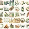 Summer Mountain Watercolor Clipart Set - 270+ transparent PNG, Summer trekking graphics, Adventure clipart, Commercial use, Digital download