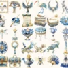 Amentas Whisper Watercolor Clipart Set - 275+ transparent PNG, Ancient egypt illustrations, Pharaohs art, Commercial use, Digital download