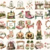 Forest Bibliotheca Watercolor Clipart Set - 270+ transparent PNG, Autumn library graphics, Cozy reading png, Commercial use,Digital download