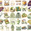 Autumn Notions Watercolor Clipart Set - 265+ transparent PNG, Artistic autumn graphics, Falling leaves art, Commercial use, Digital download