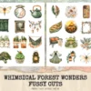 Whimsical Forest Wonders Fussy Cuts - Woodland, Forest, Animal, Collage sheets, Digital Sticker, Ephemera, Junk Journal Kit,Digital download