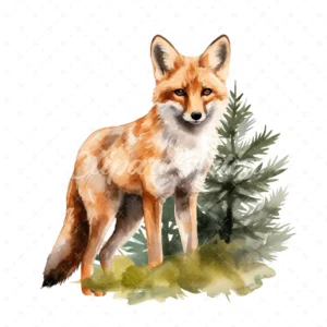 20 High-Quality Forest Fox Clipart - Forest fox digital watercolor JPG instant download for commercial use - Digital download