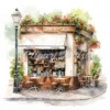22 High-Quality Cafe Storefronts Clipart - Cafe storefronts digital watercolor JPG instant download for commercial use - Digital download