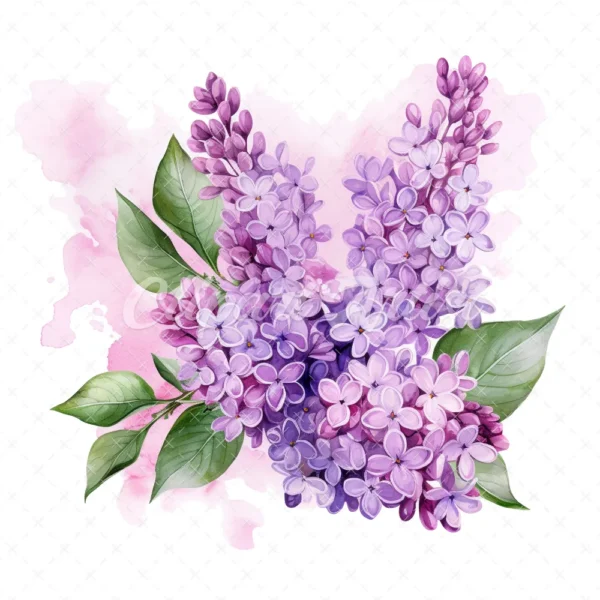 20 High-Quality Lilac Clipart - Lilac flower digital watercolor JPG instant download for commercial use - Digital download