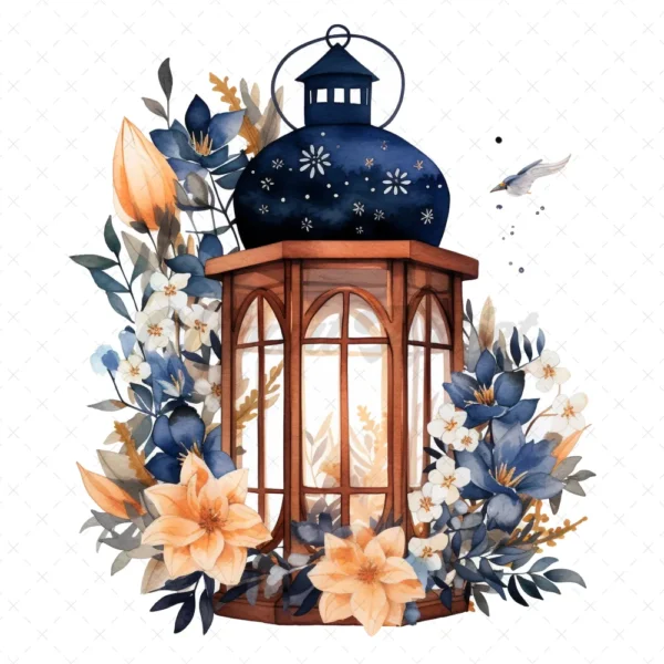 20 High-Quality Night Lanterns Clipart - Night lanterns digital watercolor JPG instant download for commercial use - Digital download