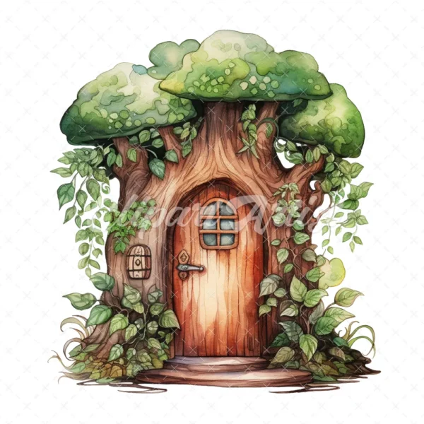 21 High-Quality Forest Fairy Doors Clipart - Forest fairy door digital watercolor JPG instant download for commercial use - Digital download