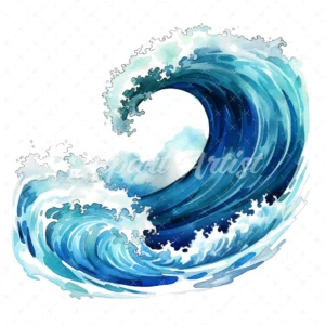 20 High-Quality Ocean Waves Clipart - Ocean waves digital watercolor JPG instant download for commercial use - Digital download