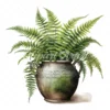 20 High-Quality Fern Antique Pot Clipart - digital watercolor JPG instant download for commercial use - Digital download
