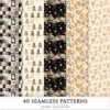 Cozy Haunt Seamless Patterns, Spooky autumn JPEG, Ghosts pattern, Witch hat, Bones, Pumpkin repeating pattern, Digital scrapbook paper