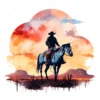 20 High-Quality Western Cowboy Silhouette Clipart - Cowboy digital watercolor JPG instant download for commercial use - Digital download