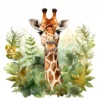 20 High-Quality Forest Giraffe Clipart - Forest giraffe digital watercolor JPG instant download for commercial use - Digital download
