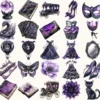 Haunted Masquerade Watercolor Clipart Set - 230+ transparent PNG, Spooky halloween graphics, Gothic images, Commercial use, Digital download