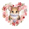 19 High-Quality Mouse in Heart Wreath Clipart - Mouse wreath digital watercolor JPG instant download for commercial use - Digital download