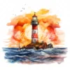 20 High-Quality Sunset Lighthouse Clipart - Sunset lighthouse digital watercolor JPG instant download for commercial use - Digital download