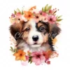 20 High-Quality Floral Portrait Puppy Clipart - Floral Puppy digital watercolor JPG instant download for commercial use - Digital download