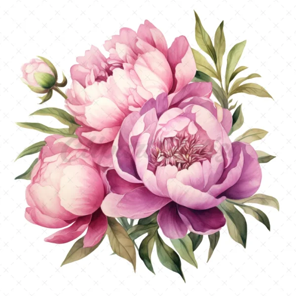 24 High-Quality Iridescent Peony Clipart - Iridescent peony digital watercolor JPG instant download for commercial use - Digital download