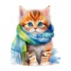 18 High-Quality Kittens With Scarf Clipart - Kittens scarf digital watercolor JPG instant download for commercial use - Digital download
