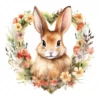 20 High-Quality Bunny in Heart Wreath Clipart - Bunny wreath digital watercolor JPG instant download for commercial use - Digital download