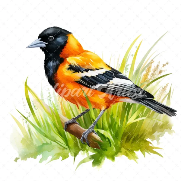 20 High-Quality Baltimore Oriole Clipart - Baltimore oriole digital watercolor JPG instant download for commercial use - Digital download